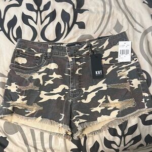 Kut from the Kloth Green and Brown Jean Shorts